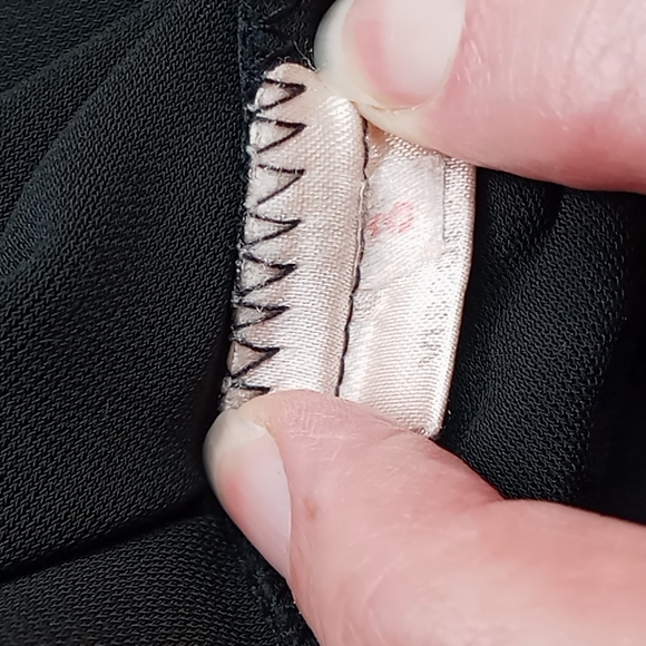 Vintage Virginie Paris Sheer Black Long Duster/Kimono With Embroidered Mesh Cuff - Picture 7 of 9